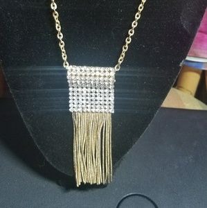 Saks 5th Avenue Long Tassle Rhinestone 35 in Neckl